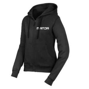 Women's Stylish Logo Printed Black Zipper Hoodie