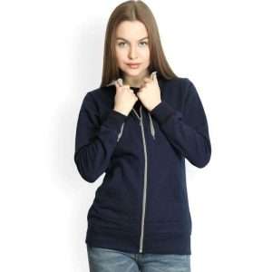 Women's Stylish Navy Blue Zipper Hoodie