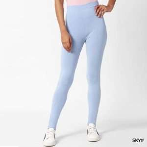 Women Light Blue Colour Basic Tights