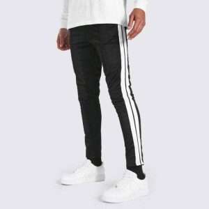 Black & White Tall Slim Fit Man Tricot Open Hem Winter Trouser