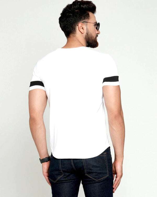 Men T-Shirt White Colour & Black Striped