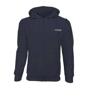 Navy Blue Solid Full Sleeve Zipper Hoodie For Boys in BD