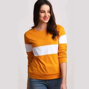 Round Neck Full Sleeve Two Colour Layer Sweatshirt For Girls