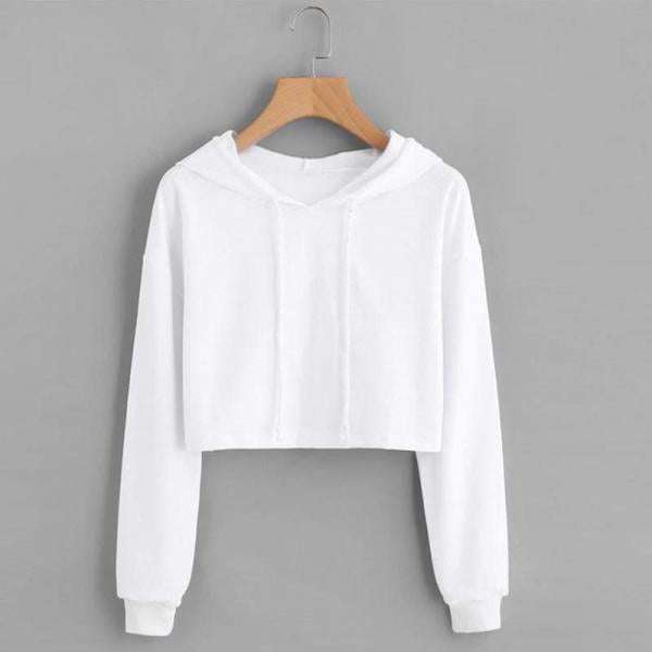 White Stylish Casual Long Sleeve hoodie For Girls