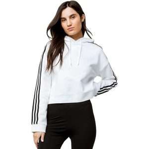 White Stylish Casual Long Sleeve Cropped Woman Hoodie