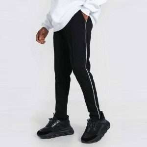 Black Skinny Fit Men's Open Hem Summer Trouser