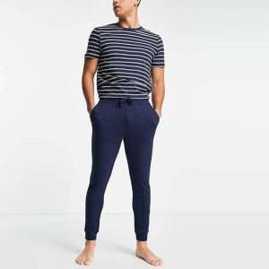 Navy Colour Men's Cuff Summer Trousers