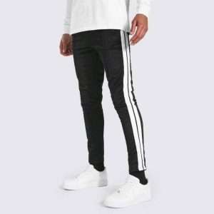 Black & White Slim Fit Man Tricot Open Hem Summer Trouser