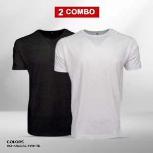 Charcoal & White Combo Short Sleeve T-Shirt For Men