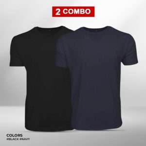Black & Navy Short Sleeve Tee Combo For Men