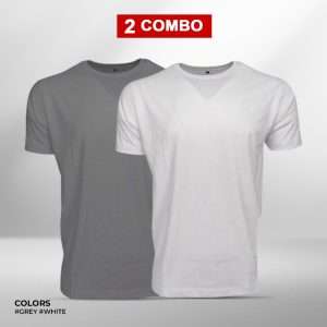 Grey & White Short Sleev Tee Combo For Men