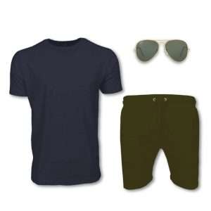 Navy colour Tshirt & Khaki Shorts For Men