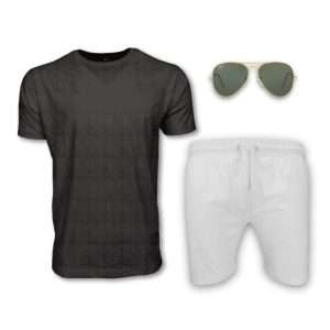 Charcoal Colour Tshirt & White Shorts For Men