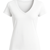 Solid Colour V-Neck T-Shirt for Women