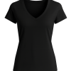 Solid Colour V-Neck T-Shirt for Women