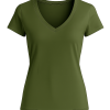 Solid Colour V-Neck T-Shirt for Women