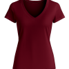 Solid Colour V-Neck T-Shirt for Women