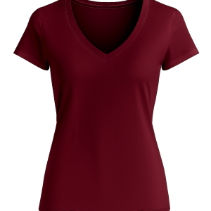 Solid Colour V-Neck T-Shirt for Women