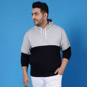 Black and Grey Contrast Hoodie for Men