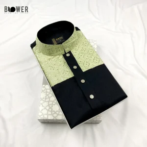 Black Leaf Design Premium Panjabi for Man